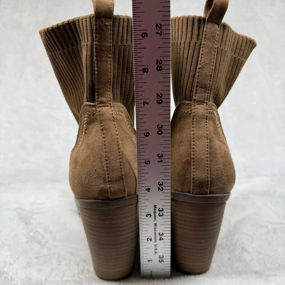 Universal Thread Womens Cognac Brown Faux Suede Sock Ankle Boots 11 096107344